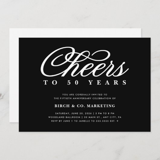 Invitation à l'anniversaire d'affaires (Devant / Derrière)