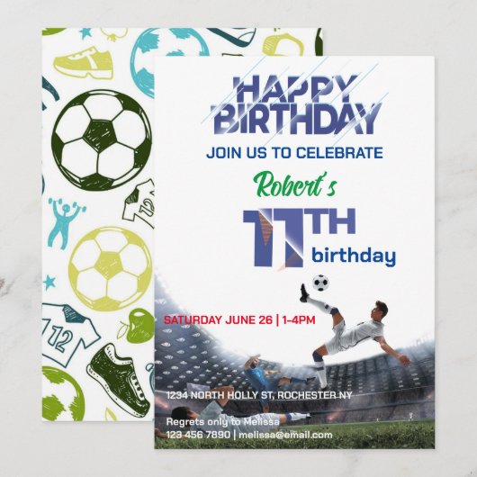 Invitation à l'anniversaire de 11 ans (Devant / Derrière)