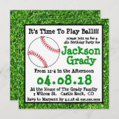 Invitation à l'anniversaire de base-ball Green Gra (Devant / Derrière)