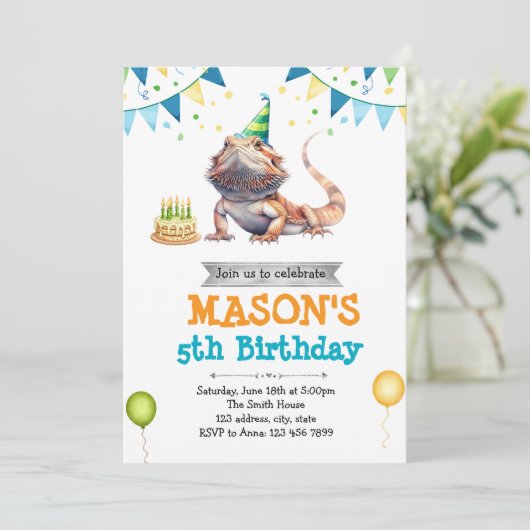 Invitation à l'anniversaire de Beared Dragon (Debout devant)