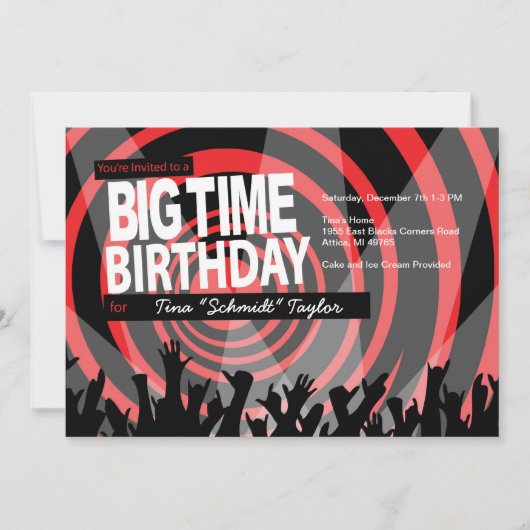 Invitation à l'anniversaire de Big Time (Devant)