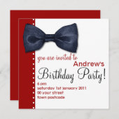 Invitation à l'anniversaire de Black BowTie (Devant / Derrière)