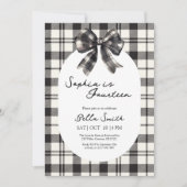 Invitation à l'anniversaire de Black Plaid Bow (Devant)