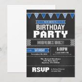 Invitation à l'anniversaire de Blue Chevron Chalkb (Devant / Derrière)