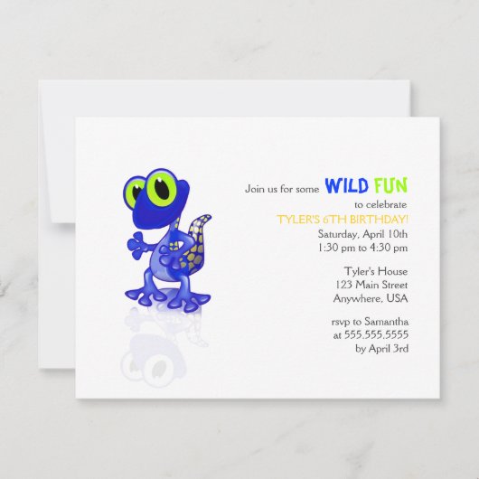 Invitation à l'anniversaire de Blue Gecko (Devant)