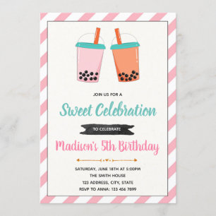 Invitation à l'anniversaire de Boba milktea
