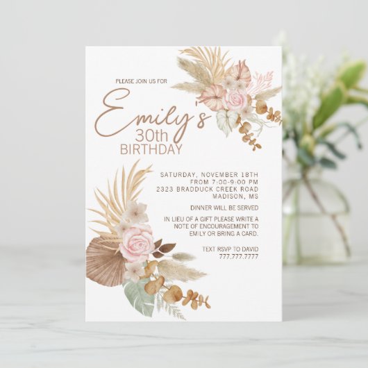 Invitation à l'anniversaire de Boho - N'importe qu (Debout devant)