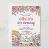 Invitation à l'anniversaire de Boho Retro Fleur su (Devant)