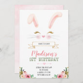 Invitation à l'anniversaire de Bunny face (Devant / Derrière)