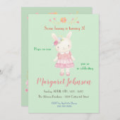 Invitation à l'anniversaire de Bunny Pastel Girls (Devant / Derrière)