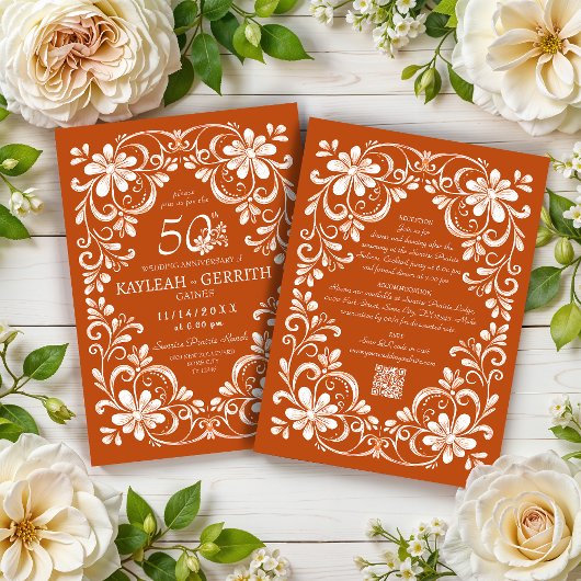 Invitation à l'anniversaire de Burnt Orange Shabby