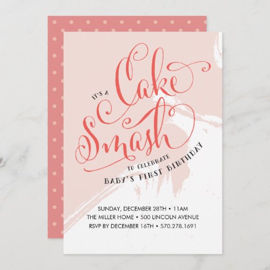 Invitation à l'anniversaire de Cake Smash, carte f (Devant / Derrière)