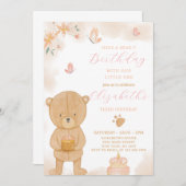 Invitation à l'anniversaire de Cake Teddy (Devant / Derrière)