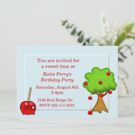 Invitation à l'anniversaire de Candy Apple et Appl (Debout devant)