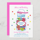 Invitation à l'anniversaire de Candy Mason Jar (Devant / Derrière)