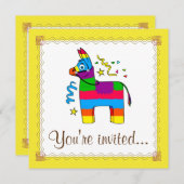 Invitation à l'anniversaire de Cartoon Pinata (Devant / Derrière)