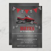 Invitation à l'anniversaire de Chalkboard Snowmobi (Devant / Derrière)