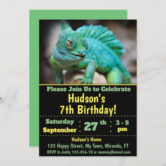 Invitation à l'anniversaire de Chameleon (Devant / Derrière)