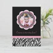 Invitation à l'anniversaire de Chic Zebra (Debout devant)