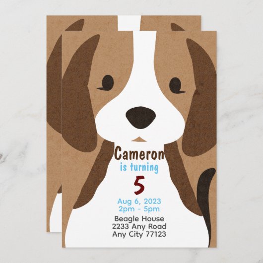 Invitation à l'anniversaire de Chien Chien Chien C (Devant / Derrière)