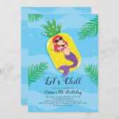 Invitation à l'anniversaire de Chill Mermaid (Devant / Derrière)