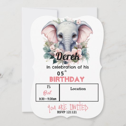 Invitation à l'anniversaire de Chubby (Devant)