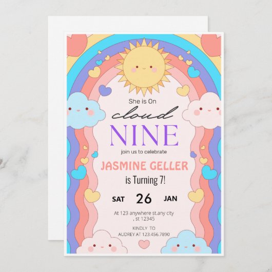 Invitation à l'anniversaire de Cloud 9 (Devant / Derrière)