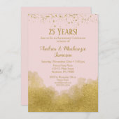 Invitation à l'anniversaire de Confetti en or rose (Devant / Derrière)