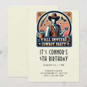 Invitation à l'anniversaire de Cowboy (Devant / Derrière)