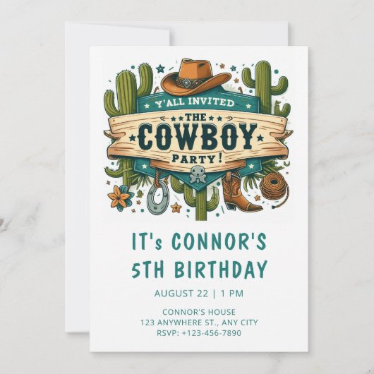 Invitation à l'anniversaire de Cowboy (Devant)