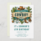Invitation à l'anniversaire de Cowboy (Devant / Derrière)