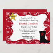 Invitation à l'anniversaire de Cowboy (Devant / Derrière)