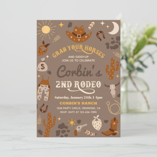 Invitation à l'anniversaire de Cowboy | 2e Invitat (Debout devant)