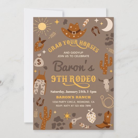 Invitation à l'anniversaire de Cowboy | 9e Invitat (Devant)