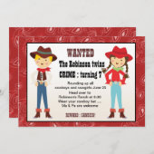 Invitation à l'anniversaire de Cowboy et cowgirl (Devant / Derrière)