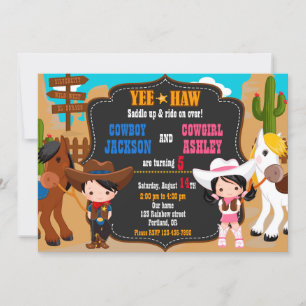 Invitation à l'anniversaire de Cowboy et Cowgirl W