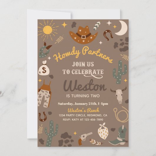 Invitation à l'anniversaire de Cowboy | Invitation (Devant)