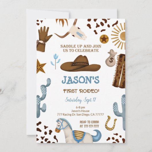 Invitation à l'anniversaire de Cowboy modifiable (Devant)