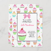 Invitation à l'anniversaire de Cupcake (Devant / Derrière)