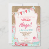 Invitation à l'anniversaire de Cupcake 1er anniver (Devant)