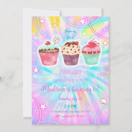 Invitation à l'anniversaire de Cupcake modifiable (Devant)