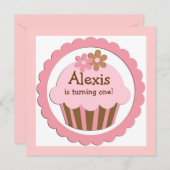 Invitation à l'anniversaire de Cupcake personnalis (Devant / Derrière)