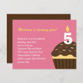 Invitation à l'anniversaire de Cupcake - rose (Devant / Derrière)