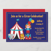 Invitation à l'anniversaire de Cute Circus Kid (Devant / Derrière)