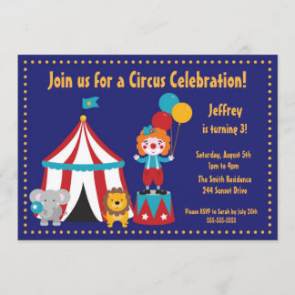 Invitation à l'anniversaire de Cute Circus Kid