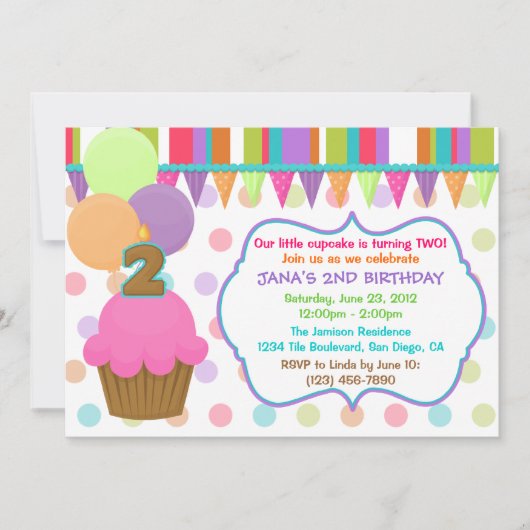 Invitation à l'anniversaire de Cute Cupcake [deux] (Devant)