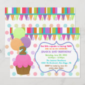 Invitation à l'anniversaire de Cute Cupcake [deux] (Devant / Derrière)
