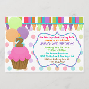 Invitation à l'anniversaire de Cute Cupcake [deux]