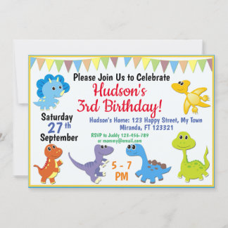 Invitation à l'anniversaire de Cute Dinosaur
