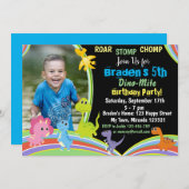 Invitation à l'anniversaire de Cute Dinosaur (Devant / Derrière)